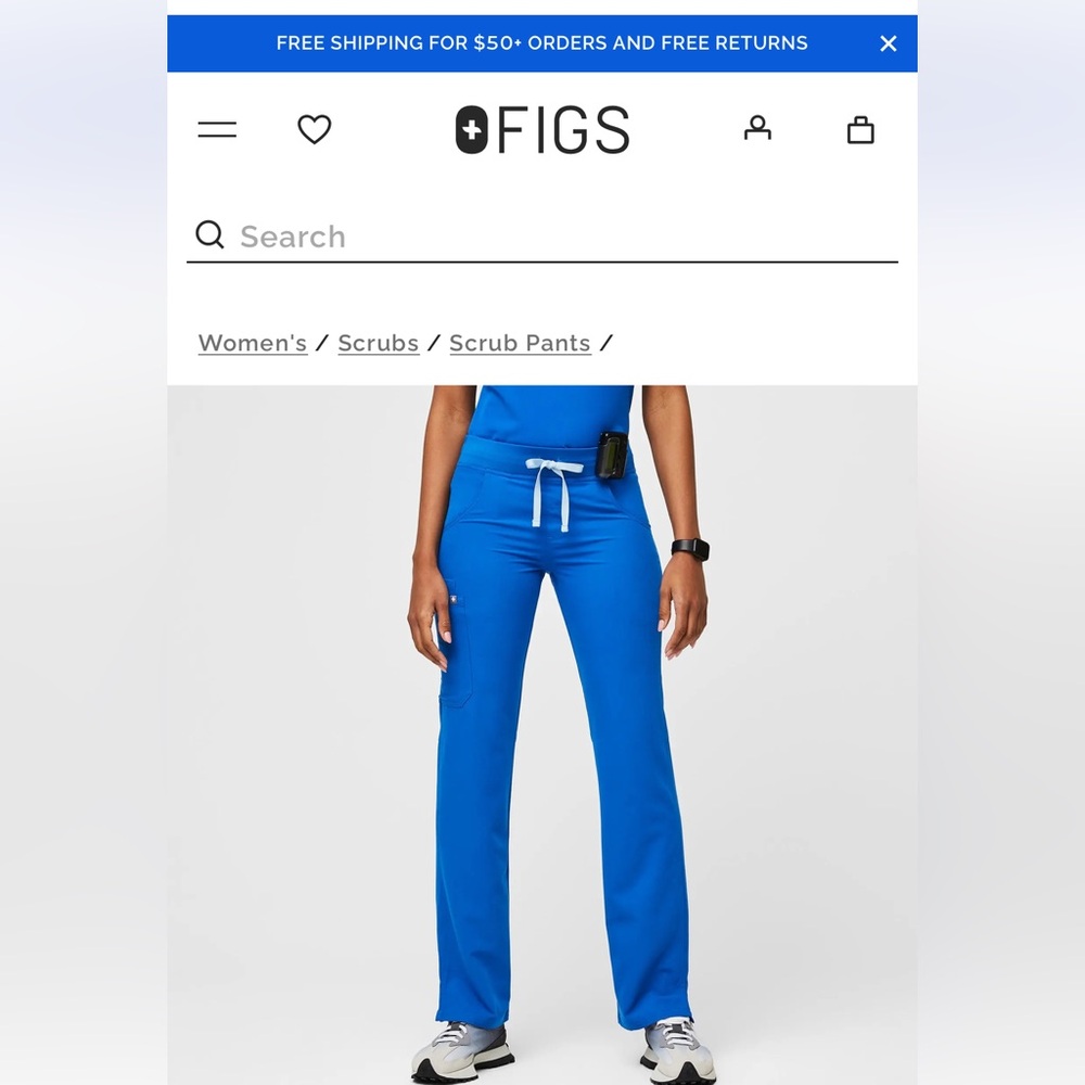 BRAND NEW Figs Women's Straight Leg Scrub Pants in Vibrant Blue.